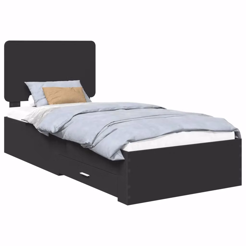 Struttura letto moderno vidaXL in legno ingegnerizzato nero L 100 x P 200 cm – 2