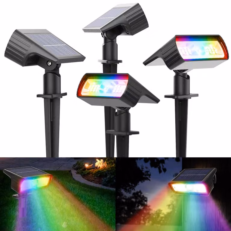 Faretto solare RGB+W, confezione da 4, cambio colore, per uso esterno