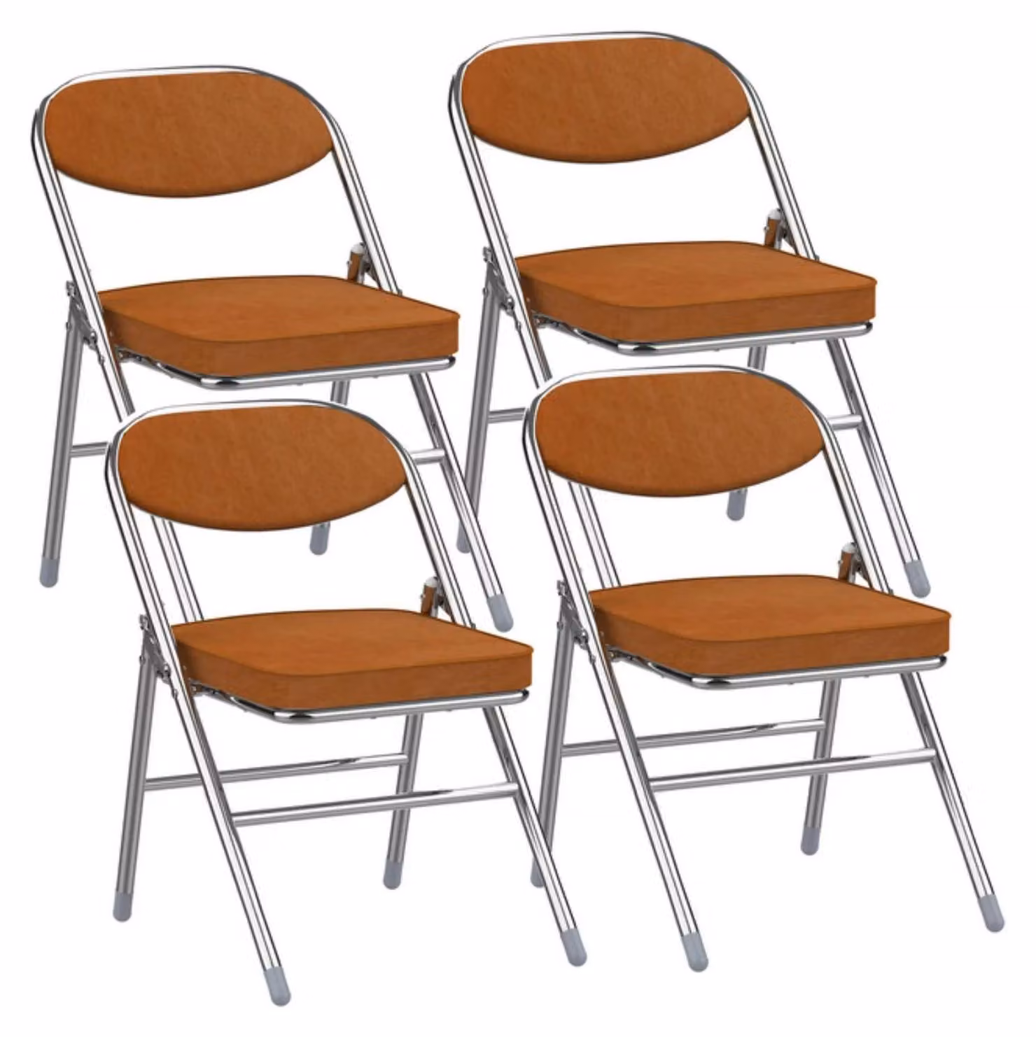 Sedie pieghevoli - Set di 4 sedie da pranzo - Imbottitura extra spessa - Struttura in metallo - Sedie pieghevoli per ospiti - Ideali per soggiorno, sala da pranzo, ufficio - Colore marrone
