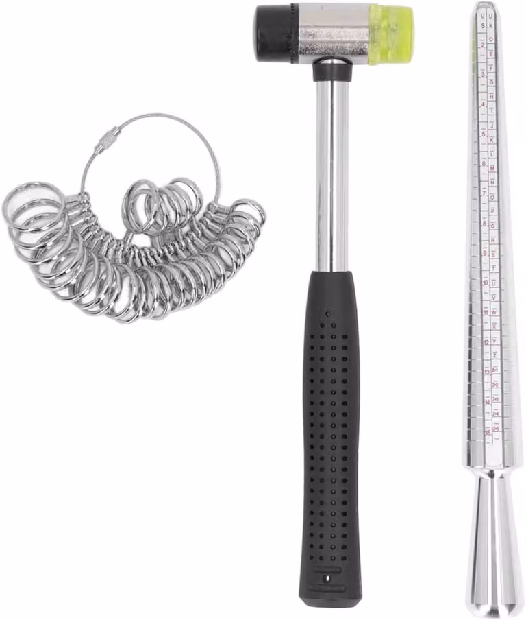 Misuratore di anelli - Strumenti per la creazione di gioielli - Alluminio e acciaio inossidabile - Misurazione del dito - Precisione e facilità d'uso - Ideale per progetti fai-da-te...