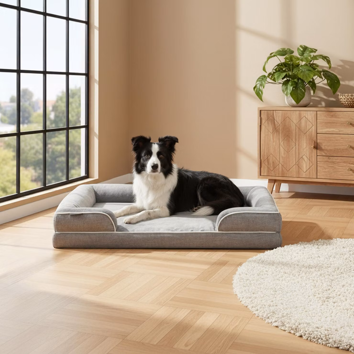 belviona, letto per cani in memory foam ortopedico, adatto alle articolazioni e idrorepellente con rivestimento sfoderabile, 106x80x17 cm