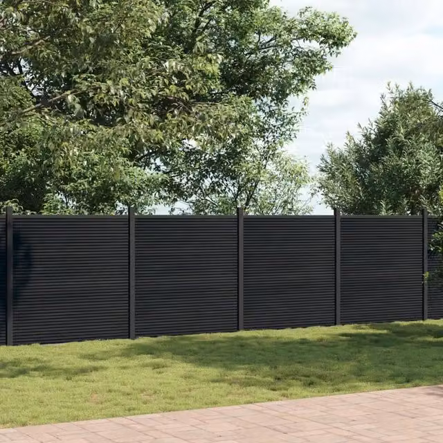 vidaXL Pannello di Recinzione in WPC e Alluminio Grigio Antracite L: 872 cm, H: 186 cm – 1
