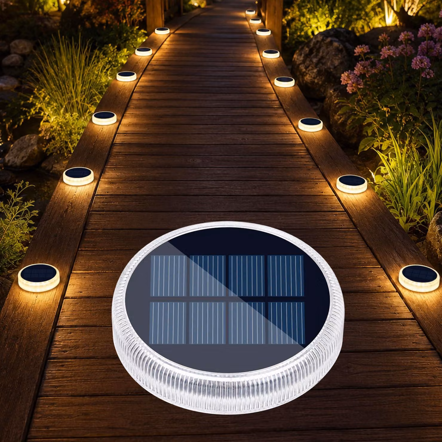 Lampada solare da esterno, luce bianco caldo, grado di protezione IP68, 50 lumen, 3000 Kelvin, confezione da 1 pezzo