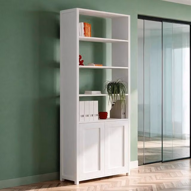 Libreria Miraflor Veriaffari con 2 ante e 4 vani a giorno colore bianco L: 98.7 cm, P: 35.2 cm, H: 230 cm