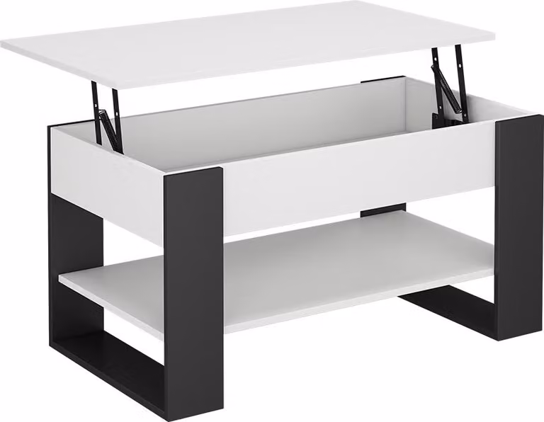 Tavolino Vicco Lifto Bianco/antracite 92 x 51 cm con funzione di sollevamento, Model 55943