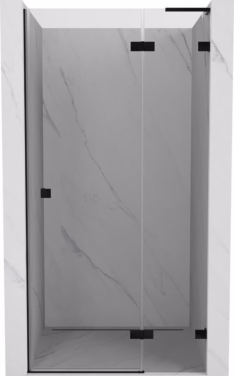 Mexen Lunar L porta doccia a battente destra 115 cm, trasparente, nero - 834L-115-000-70-00-P