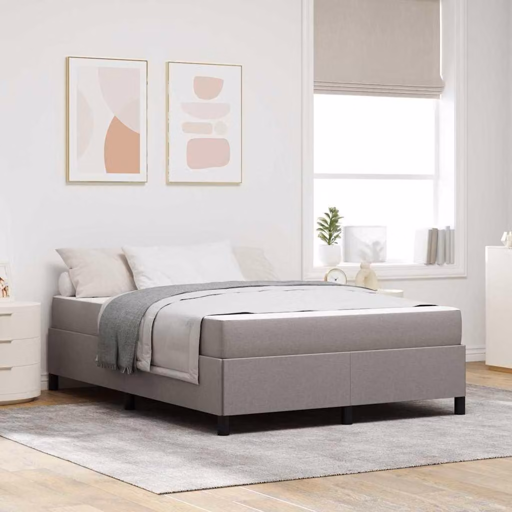 Letto con rete a molle "Maison Exclusive", color taupe, 140 x 190 cm, rivestito in tessuto