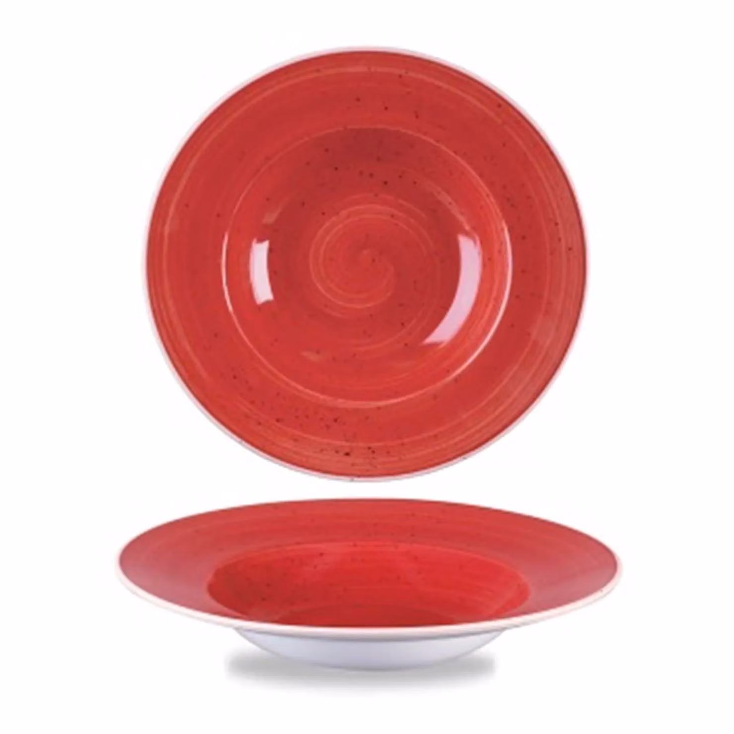 Piatto fondo bordato in porcellana rosso stone, diam. 24cm, 12 pezzi