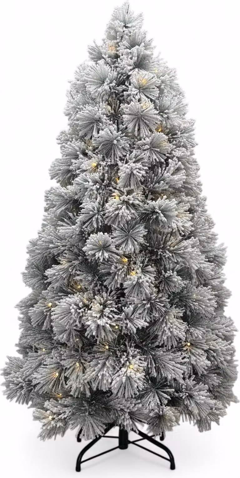 Albero di Natale artificiale con neve e luci 150 cm