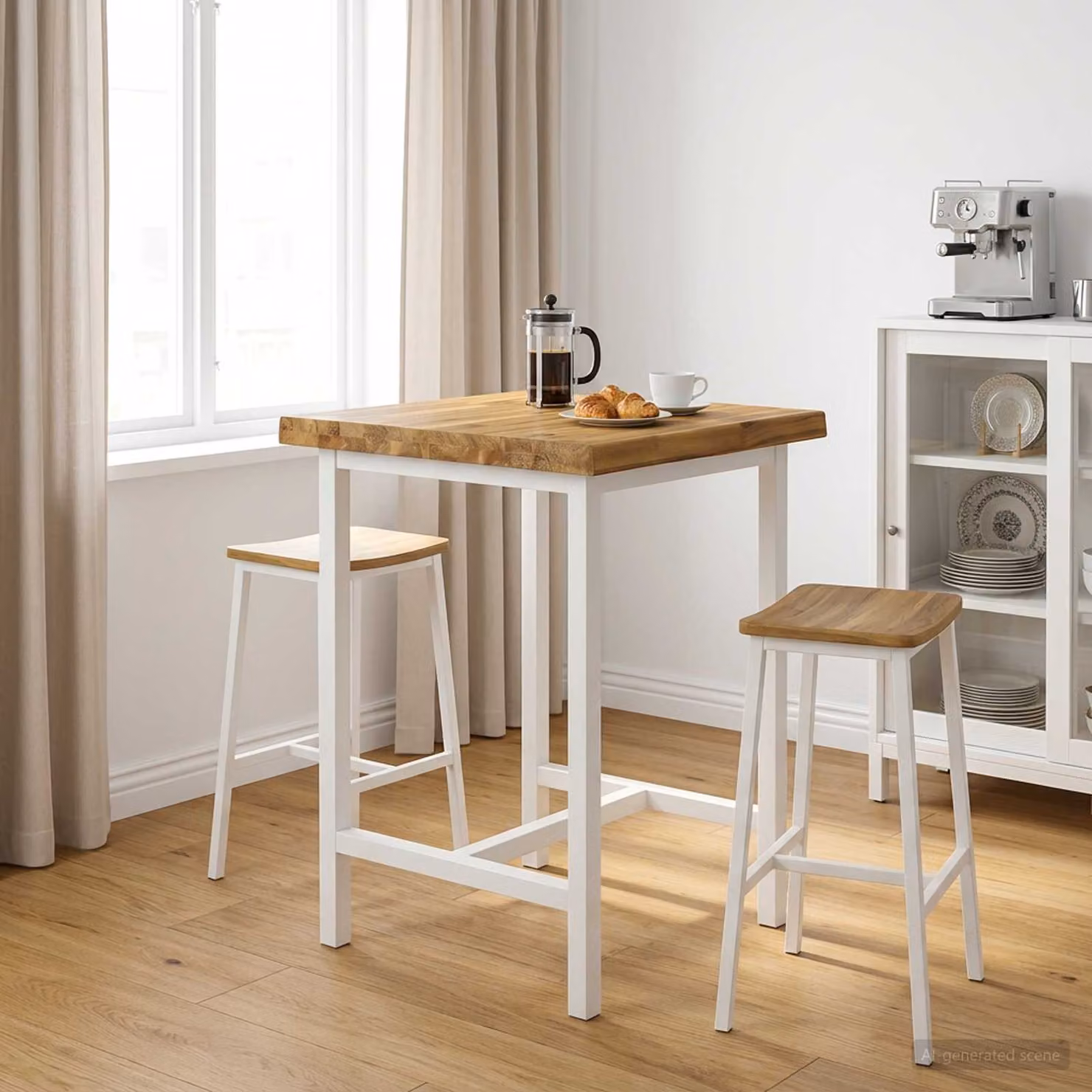 Piano del tavolo rettangolare in legno di acacia vidaXL, L/P/H: 50 x 50 x 3 cm, marrone e bianco