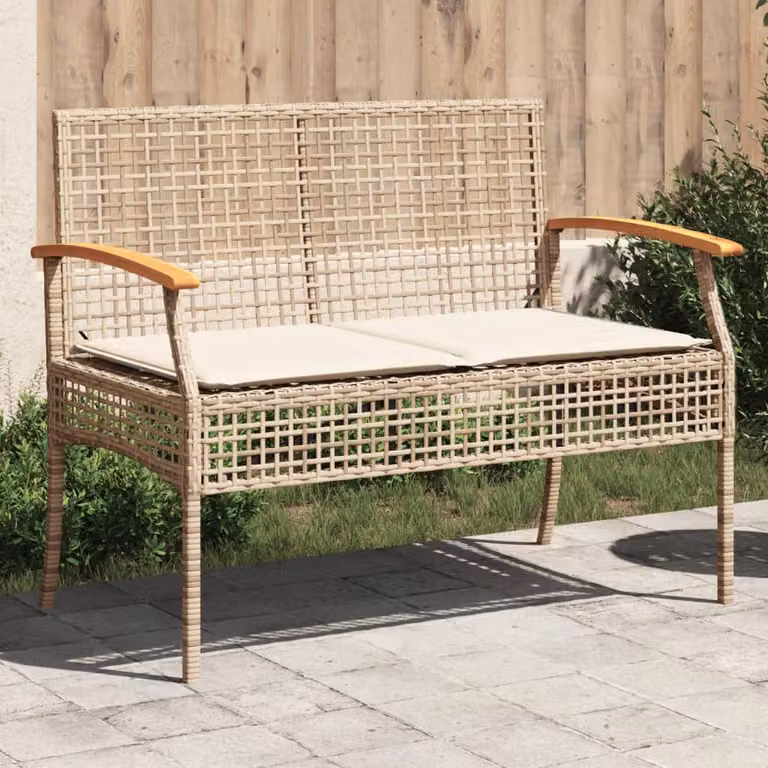 vidaXL Panca da Giardino Moderna con Braccioli in Legno di Acacia e Polyrattan Beige e Marrone