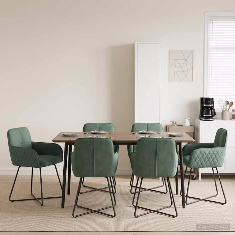 Set di 6 sedie da pranzo vidaXL in velluto verde mare, design moderno L: 59 cm, P: 56,5 cm, H: 86 cm