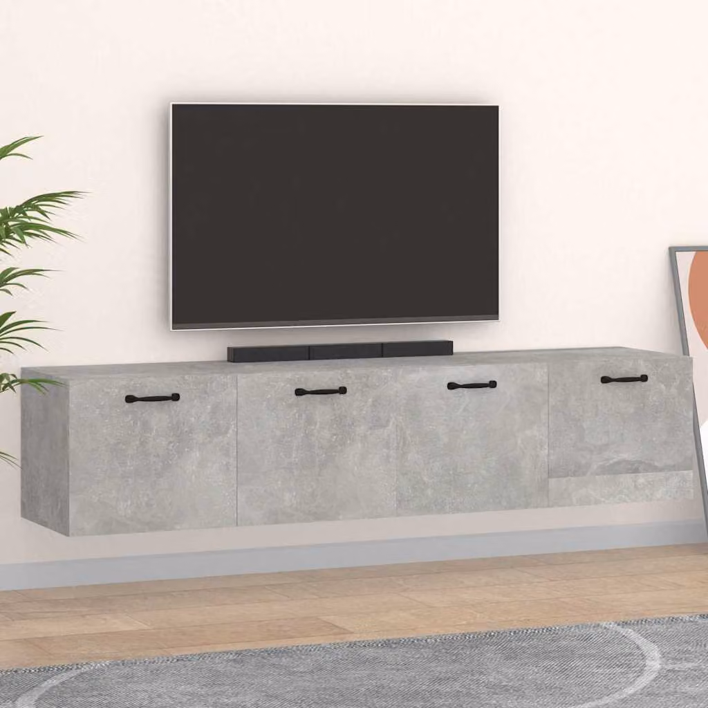 Set di 2 mobili da parete moderni vidaXL in legno e MDF, colore grigio, L 60 cm x P 36,5 cm x H 35 cm