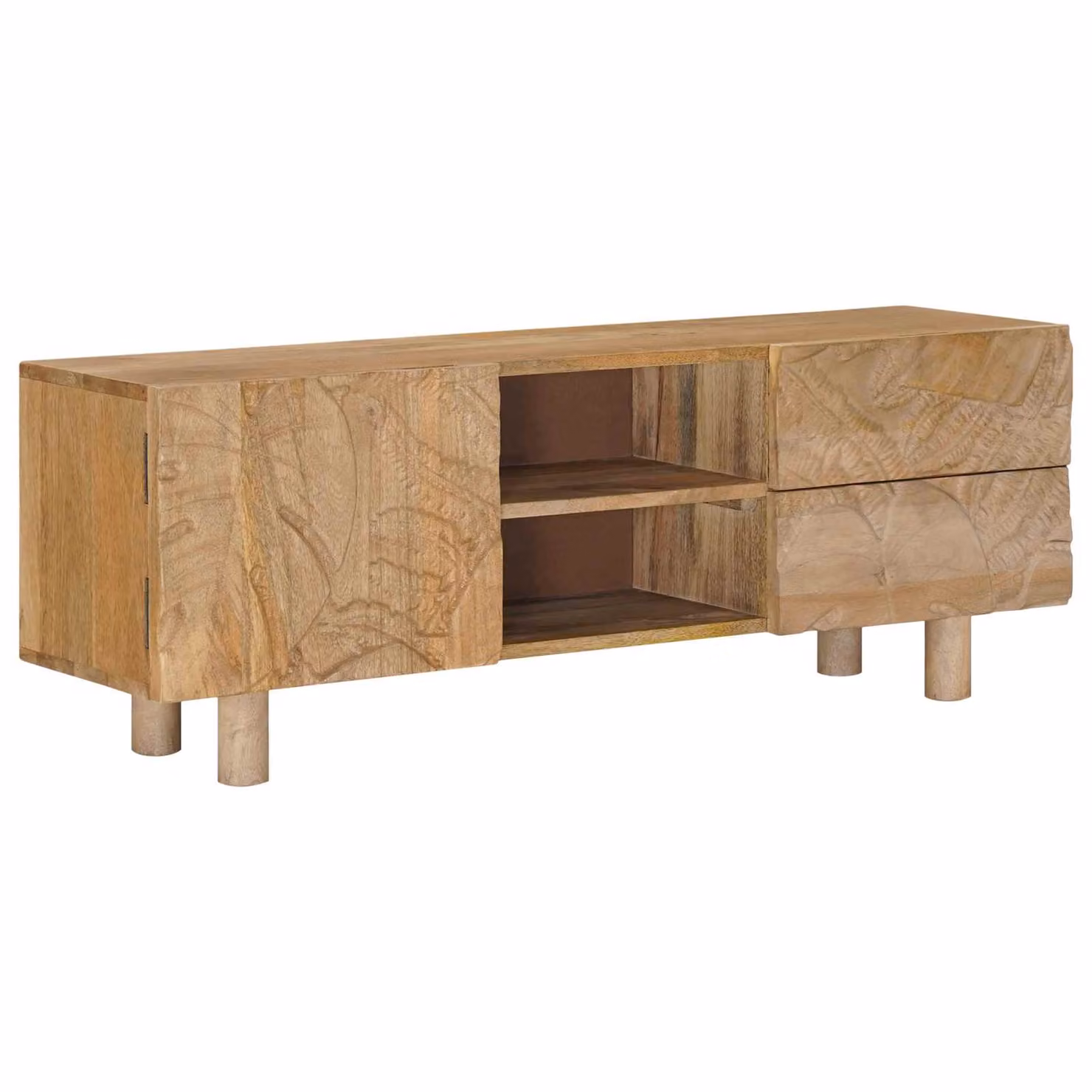 Mobile TV moderno vidaXL in legno color marrone con cassetto e scaffale L/P/H: 110 x 30 x 40 cm