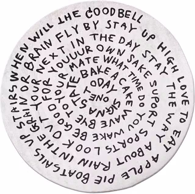 Tappeto rotondo Qeeboo Morning Thoughts con design astratto moderno in bianco e nero, Diametro: 200 cm