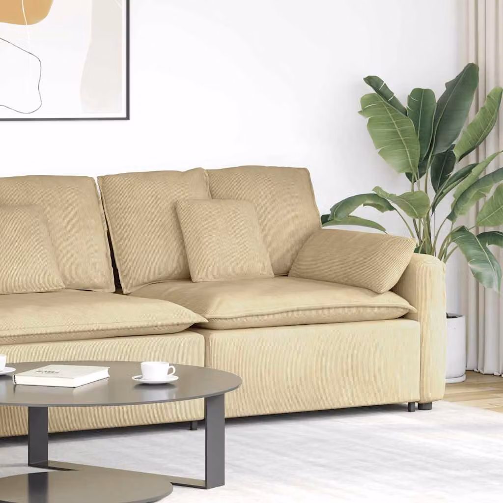 vidaXL Modulo Terminale con Bracciolo per Divano Modulare con Cuscini, Verde Grigio Beige, L: 100 cm