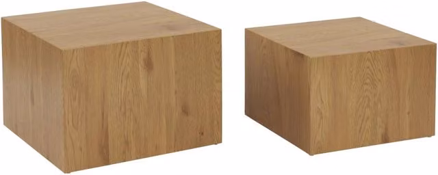 Set di 2 tavolini quadrati Sweeek in legno effetto frassino, marrone