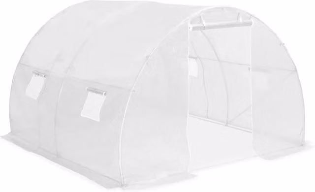 Serra da giardino da 9m2 con struttura in acciaio zincato e plastica, colore bianco, L/P/H: 300 x 300 x 200 cm – 1