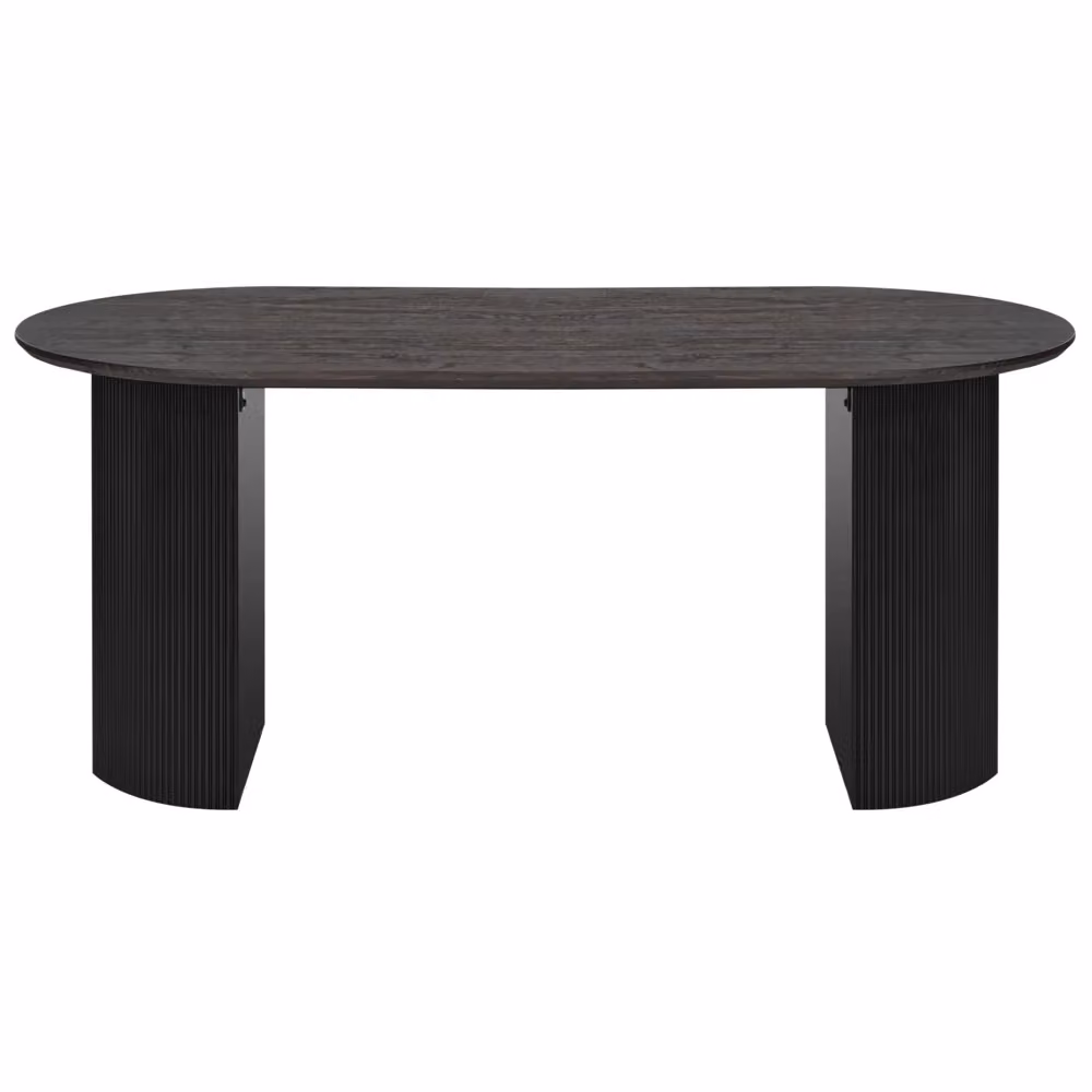 Tavolo da pranzo ovale Beliani nero opaco con piano in MDF e quattro gambe, L: 180 cm, P: 90 cm, H: 75 cm – 2