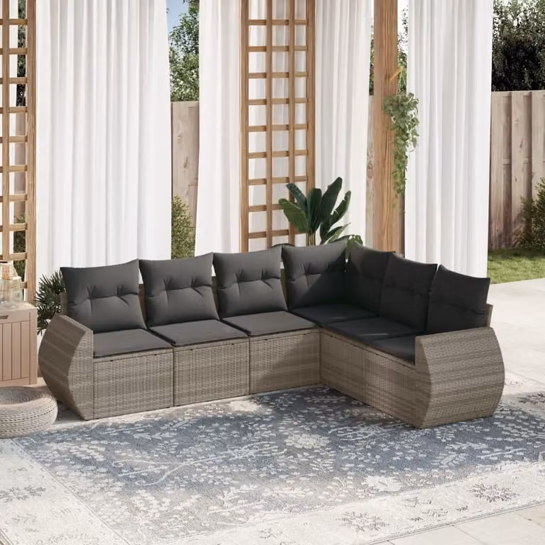 Maison Exclusive - Set Divano da Giardino 6pz con Cuscini Grigio Chiaro Polyrattan