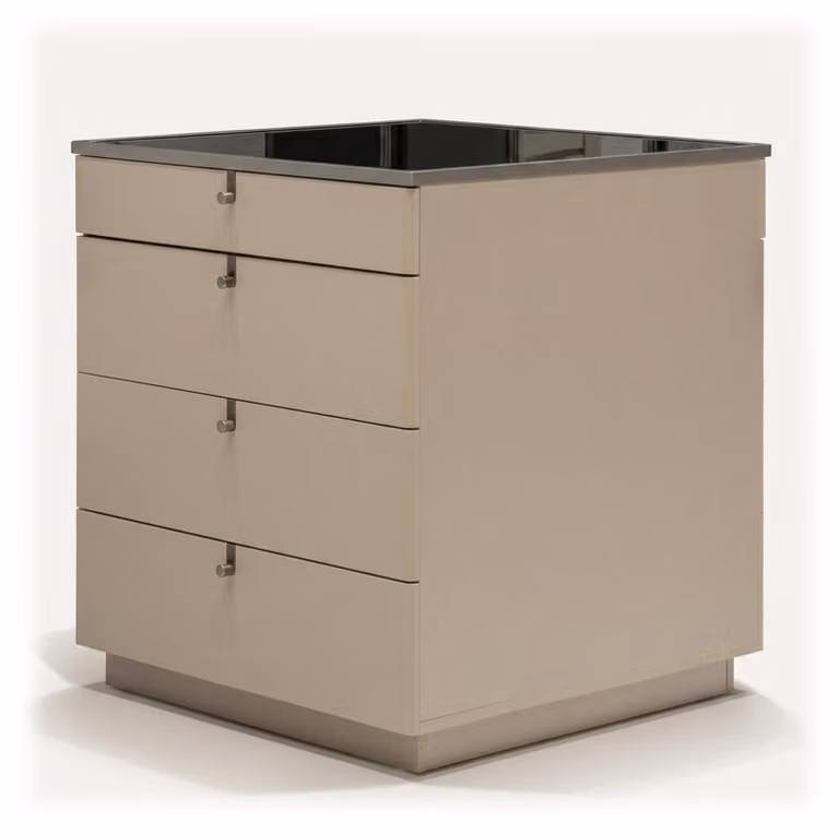 Comodino beige, stile moderno, confortevole, pratico, compatto, funzionale, robusto