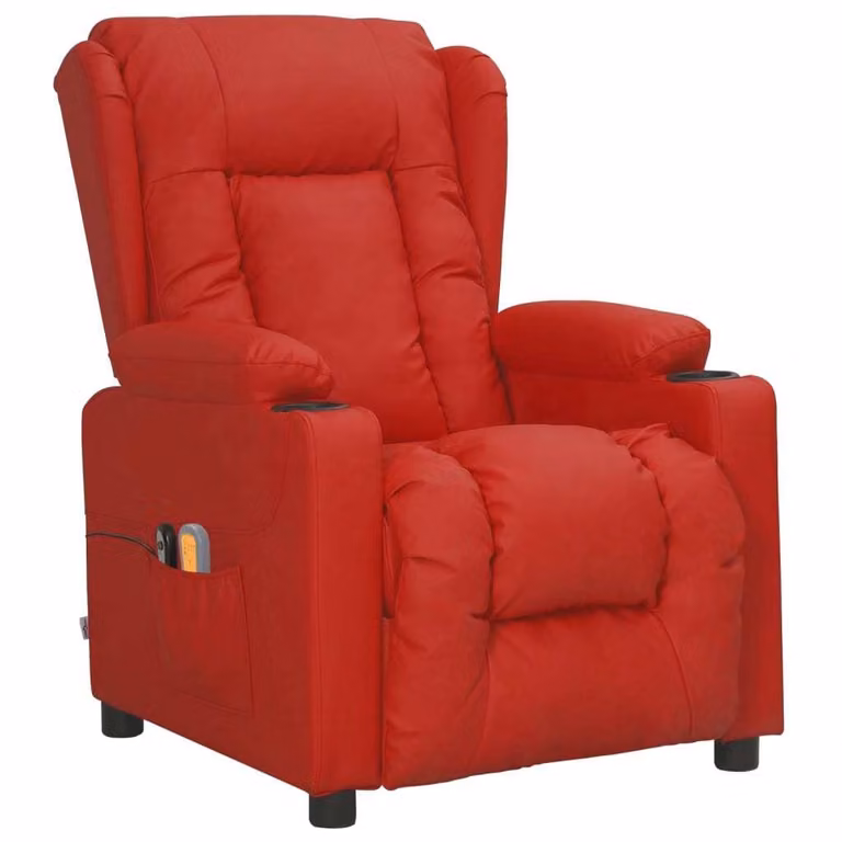 vidaXL Sedia da massaggio elettrica in Pelle finta rosso vino