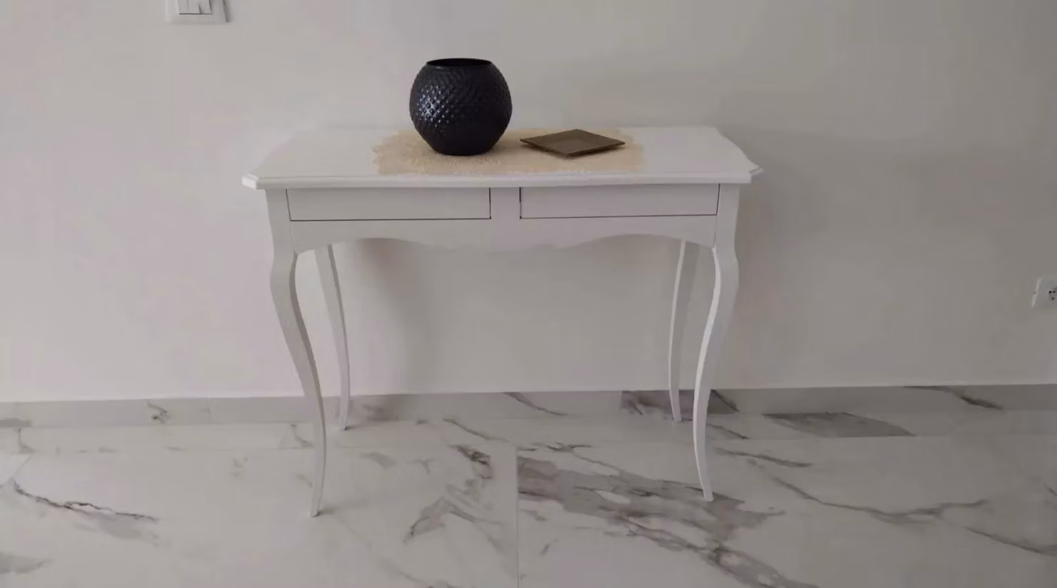 Consolle stile arte povera con 2 cassetti in legno bianco Mobili 2G L/P/H: 96 x 41 x 80 cm – 2