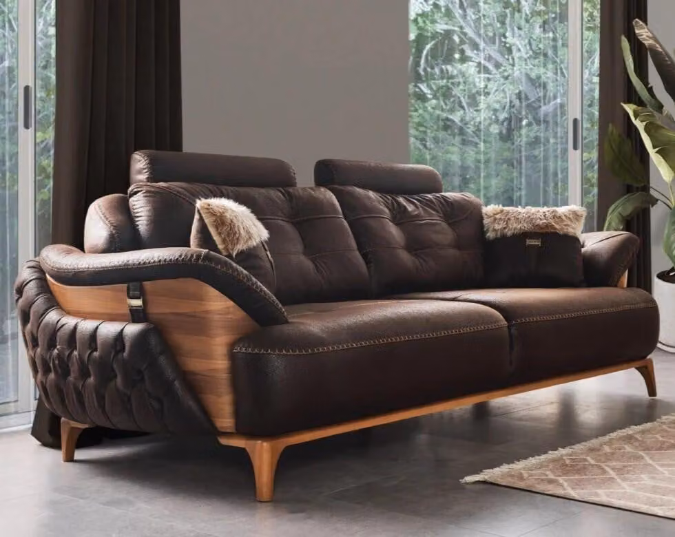 Dreisitzcouch 3-Sitzer-Sofa Dreisitzgarnitur Dreisitzer Polstersofa Braun