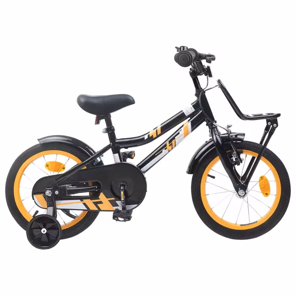 Bicicletta per bambini da 14 pollici arancione e nera con struttura in metallo e pneumatici in gomma – 2