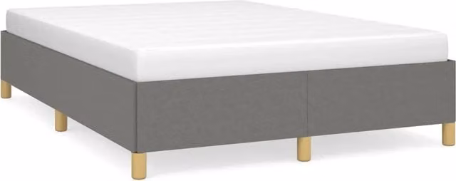 Letto matrimoniale moderno in tessuto grigio con struttura a doghe in legno L/P/H: 140 x 200 x 35 cm – 1