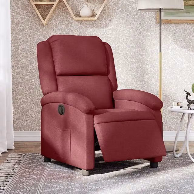 Poltrona Elettrica Reclinabile-Divano Sedia Rosso Vino in Tessuto 217771