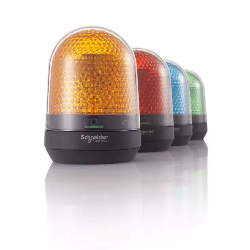 Lampada a specchio rotante Schneider Electric, Harmony XVR, 100 mm, verde, LED integrati, con cicalino, 12-24 V CC XVR3B03S