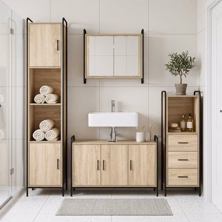 vidaXL Set di Armadi da Bagno 4 pz Rovere Sonoma 40 x 36 x 181 cm