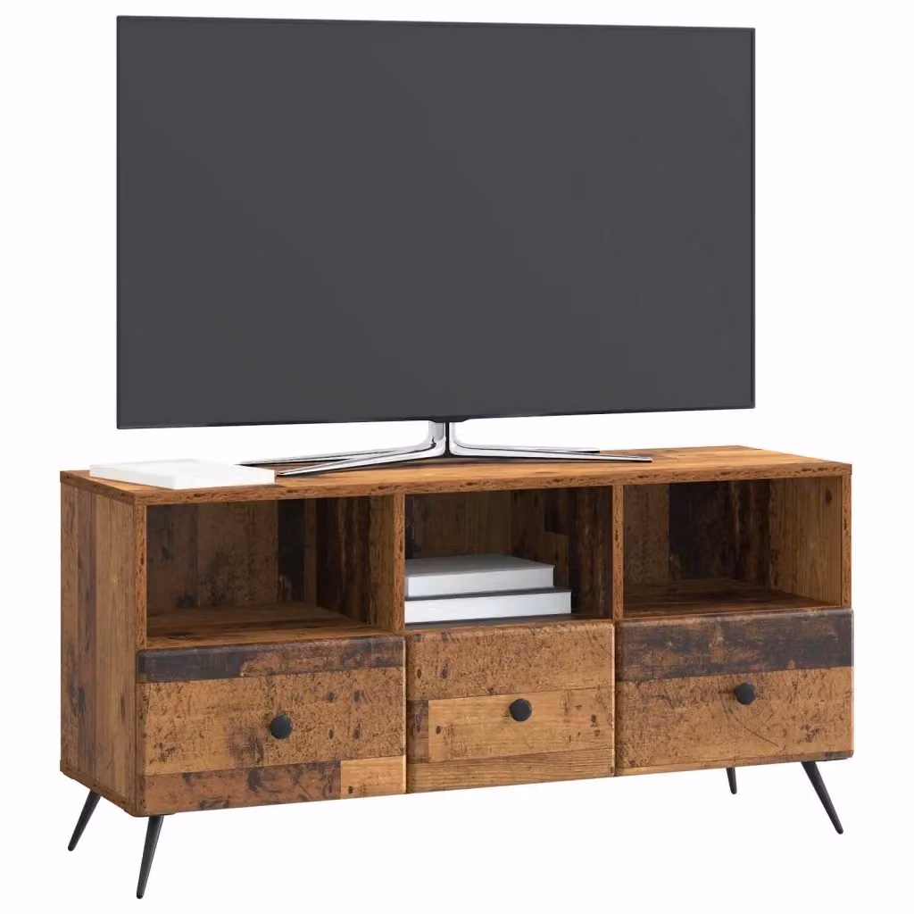 Mobile TV-Credenza in legno antico marrone con design moderno per soggiorno L: 102 cm, P: 34,5 cm, H: 50 cm – 2