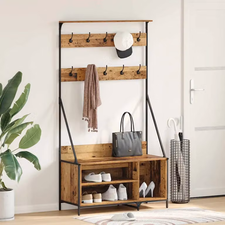 vidaXL Stendibiancheria in stile rustico color marrone L: 100 cm, P: 41 cm, H: 184 cm