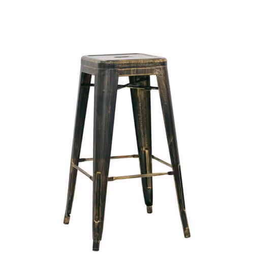 Sgabello look industrial senza schienale effetto anticato Rotterdam