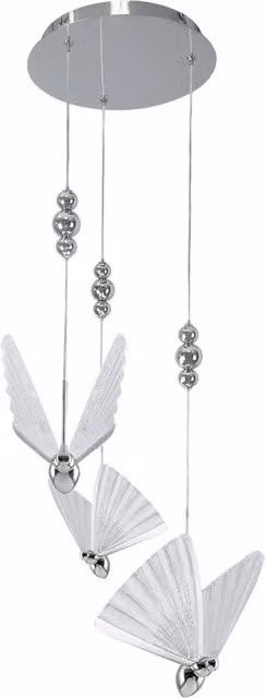 Lampadario sospeso rotondo Mariposa Light Prestige cromo con LED CCT 24W, Diametro: 30 cm, Lunghezza: 120 cm