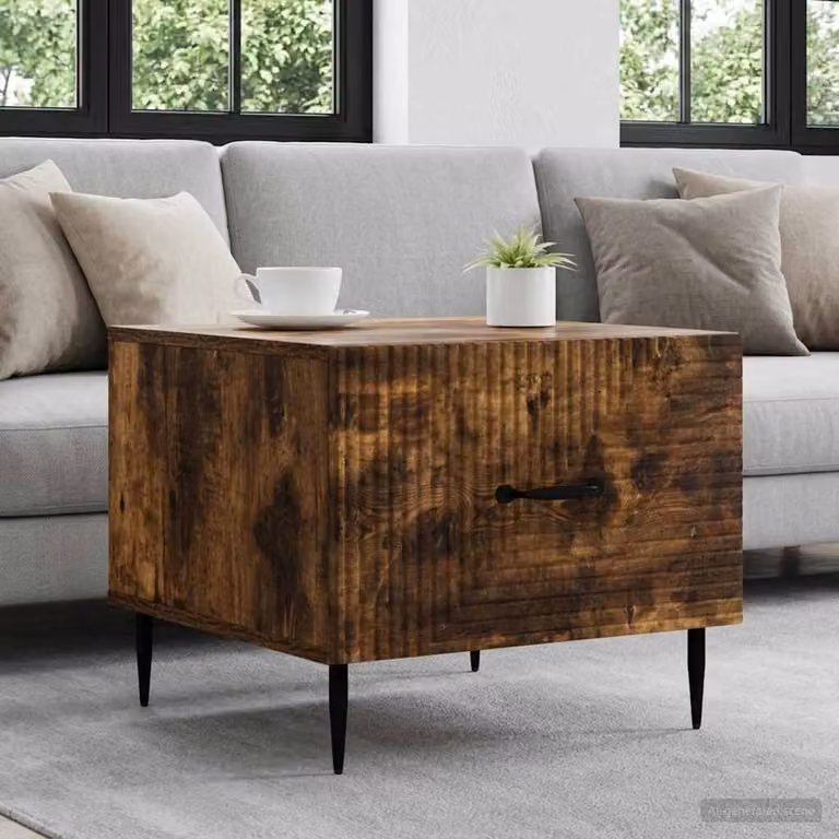 vidaXL Tavolino da salotto moderno con cassetto in legno marrone, L 49 cm x P 50 cm x H 40 cm