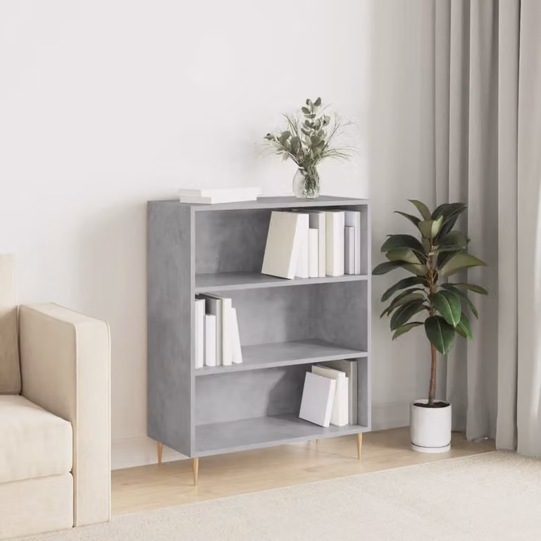 Libreria moderna vidaXL in legno e metallo, Grigio e Marrone, L: 69,5 cm, P: 32,5 cm, H: 90 cm
