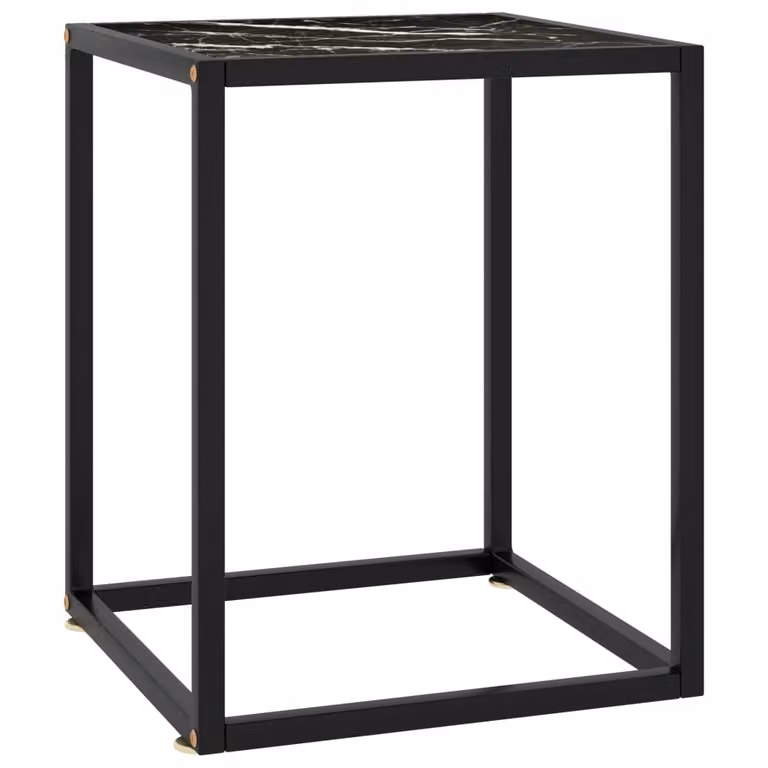 Maison Exclusive - Tavolino nero con piano in vetro nero effetto marmo, dimensioni 40x40x50 cm