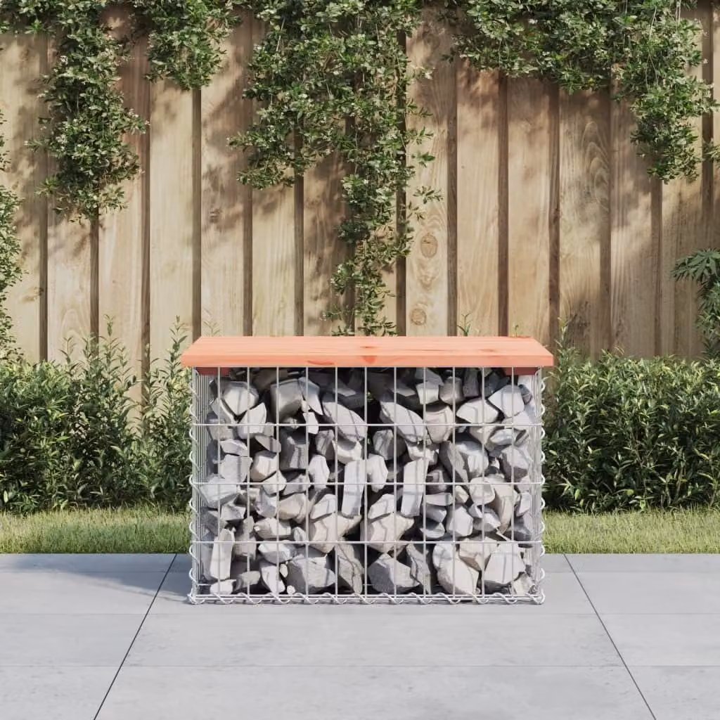 The Living Store Panca da giardino Gabion 63x44x42 cm in legno massiccio di abete Douglas