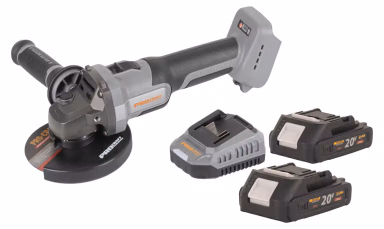 Procraft Industrial AG125Abb Smerigliatrice angolare a batteria 20 V 125 mm Brushless + 2x batteria 2,0 Ah + caricabatteria