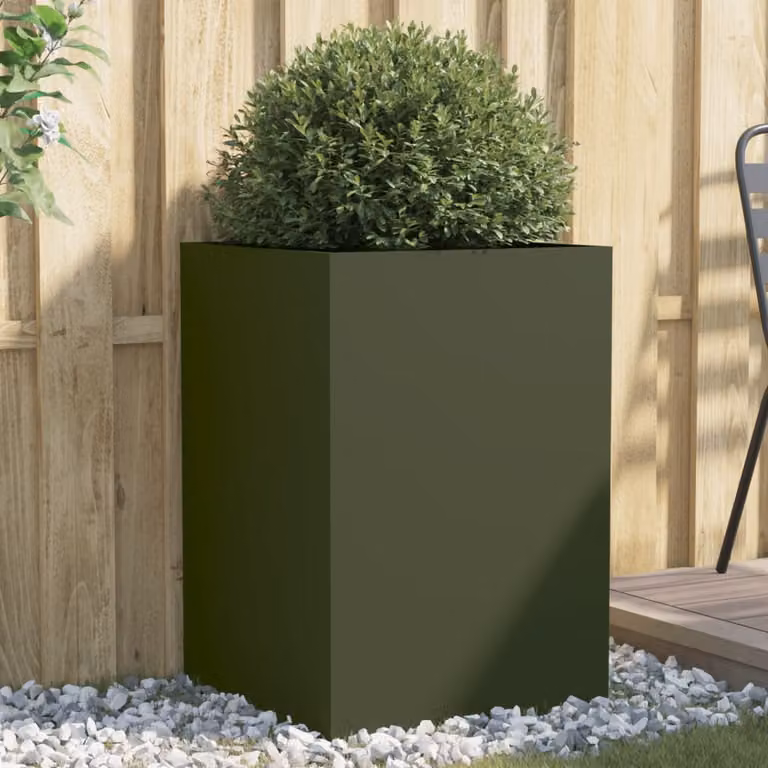 Fioriera vidaXL in acciaio verde, L: 52 cm, P: 48 cm, H: 75 cm