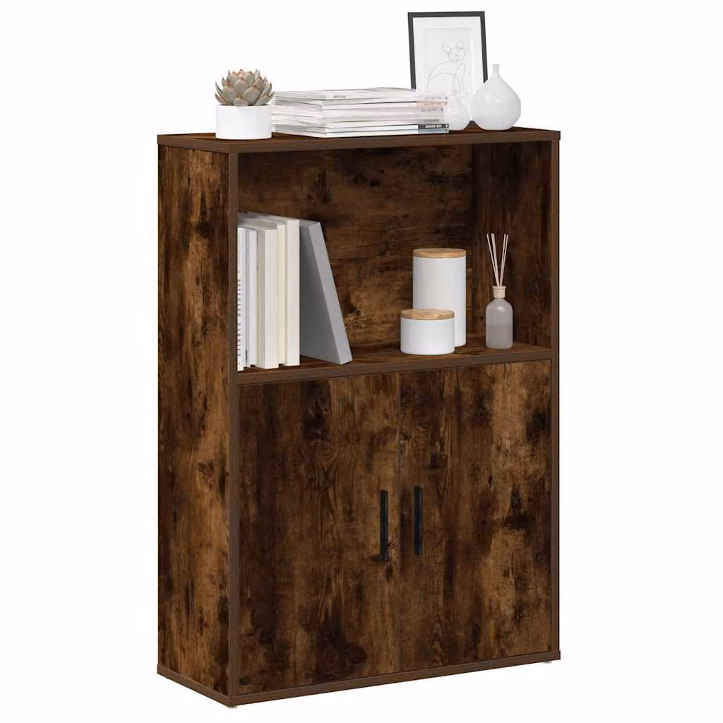 Libreria moderna vidaXL in MDF color Rovere Fumo, L 60 cm x P 24 cm x H 85 cm