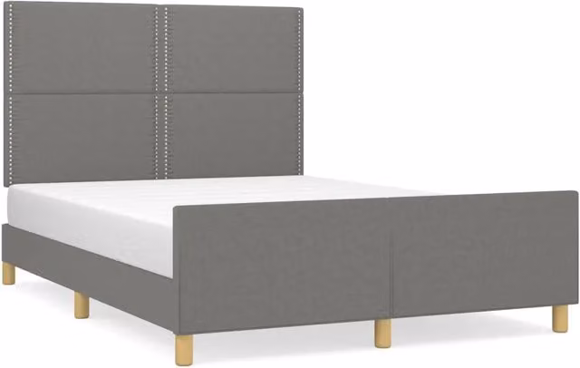 Letto matrimoniale | Letto per adulti | Giroletto senza Materasso Grigio Scuro 140x200 cm Tessuto