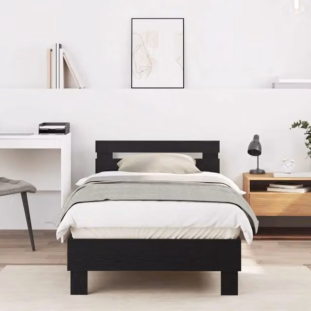 Letto con testiera vidaXL in legno Rovere Nero L: 203 cm, P: 95 cm, H: 70 cm