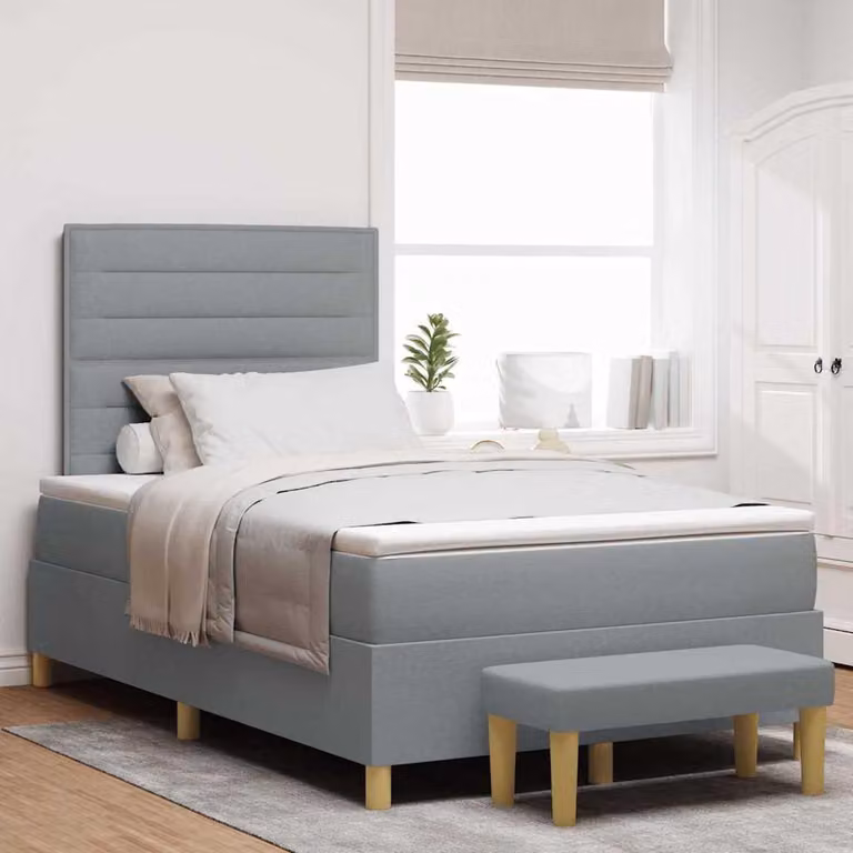 Maison Exclusive - Letto con materasso boxspring Grigio chiaro 120 x 200 cm tessuto