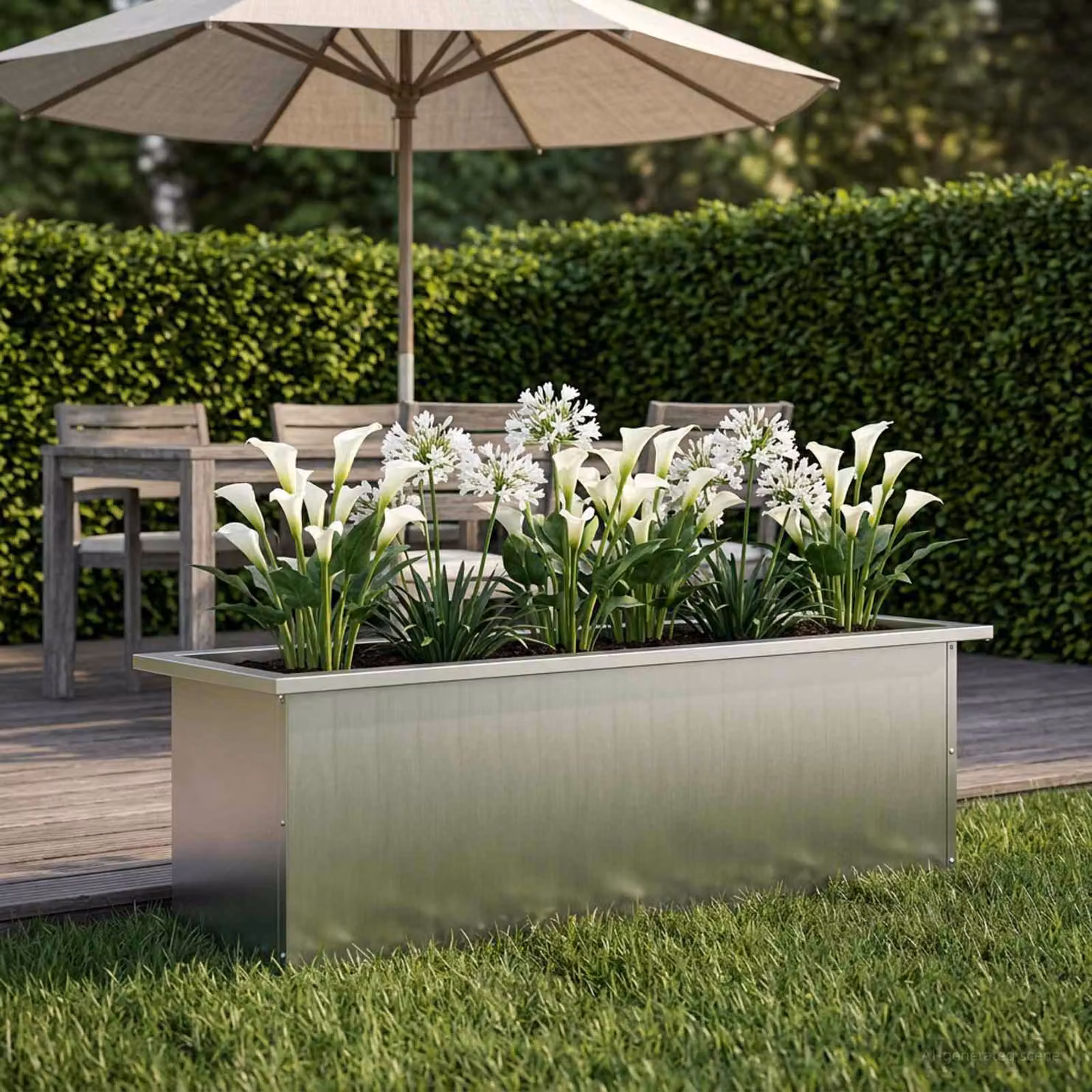 Fioriera da giardino con LED vidaXL in acciaio zincato Argento L 100 x P 30 x H 30 cm