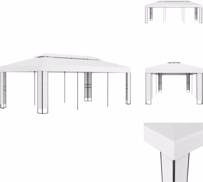 vidaXL Padiglione con doppio tetto 3 x 6 m bianco - Padiglioni e tende per feste