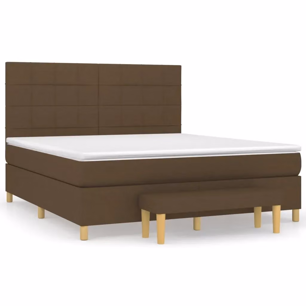 Giroletto a molle con materasso ibrido vidaXL in tessuto marrone e bianco L/P/H: 160 x 200 x 128 cm – 2